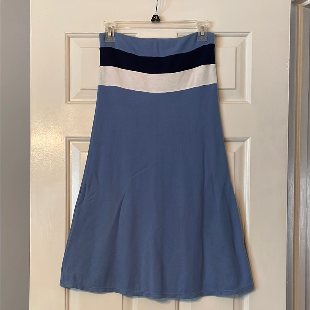 Blue and White Strapless Dress